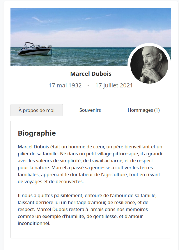 Page d'accueil du mémorial